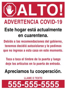 Picture of Spanish Coronavirus Signs 872155347