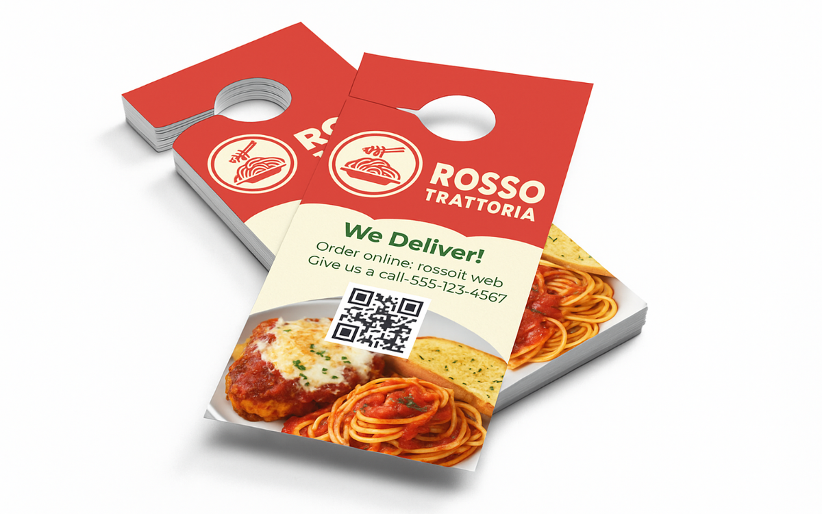 Custom printed door hangers with glossy finish